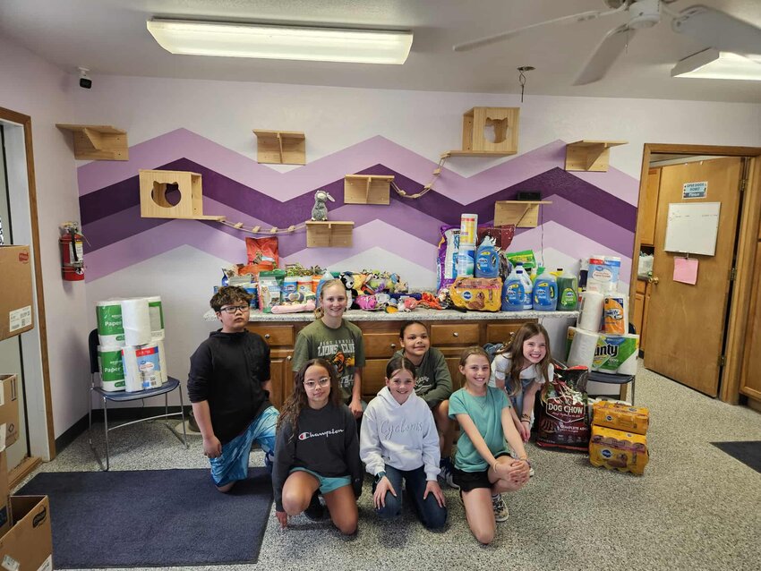 The Southeast Elementary Lighthouse Team showed their big hearts by organizing a community service project for their furry friends at Waggin’ Tails Animal Shelter. The Lighthouse team spent about a month planning and preparing this service project. They contacted the animal shelter, designed a flyer for advertisement and promoted the community service to each elementary classroom. During the two weeks of the service project, they manned the drop-off station and then delivered the donated items to Waggin Tails Animal Shelter. Students pictured are back row (left to right): Jay Dayanan, Mesa Wiedman, Brayleigh Robinson and Zoey Kilty. Front Row: Kaidence Fisher, Vivian Daily and Aria Sussex.