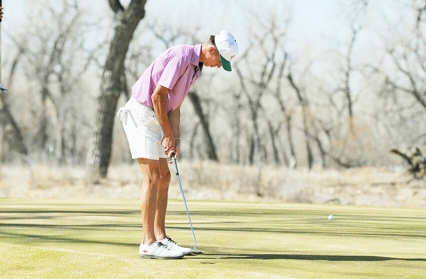 EWC golfer Joshua Chapman, pictured above at a home tournament in April, led the Lancers at the NJCAA national tournament in Newton, Kansas. Chapman shot 304 strokes (16 over par) over the course of four rounds to place 49th on the individual leaderboard.
