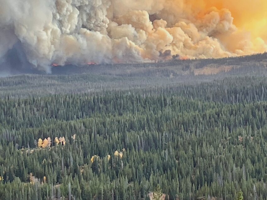 The lightning-caused Pack Trail Fire near Togwotee Pass burns late last month.