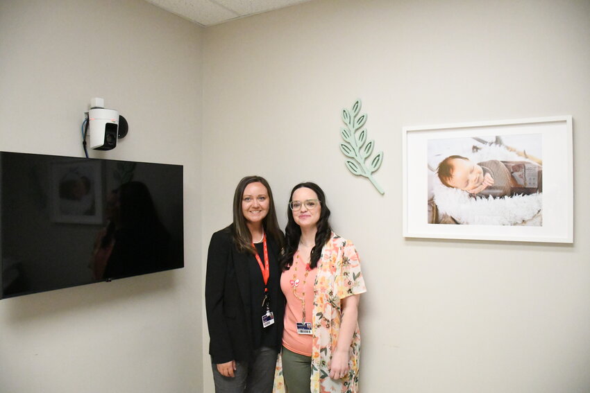 Intermountain Health (IH) Grants Project Director Krystal Richards and IH Nurse Care Coordinator Courtney Bettinson showcase their new Maternal Health Clinic located in suite 7 at the Uinta Medical Group. The virtual and hands-on hybrid clinic, which is not a birthing center, offers an array of maternal health care support before, during and after pregnancy.