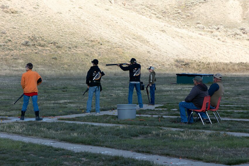 Local students shoot during last year’s trap season.