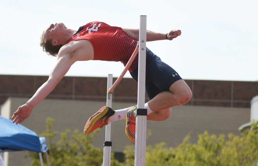 Red Devils senior Kai Barker won the invited high jump at the Davis Invitational in Kaysville, Utah Saturday, winning a jump-off against Corner Canyon’s Hayden Gribble and clearing a height of 6 feet, 7 inches.