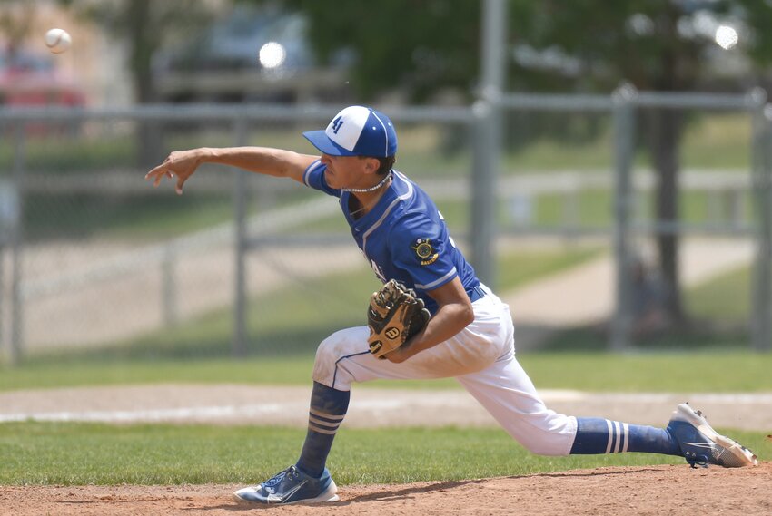 Outlaws pitcher Ryder Wilson pitched a gem Sunday against Green River in a 14-9 win. Wilson came on in relief in the second inning, and didn’t look back, earning the win that solidified a berth in next weekend’s Class A State Tournament in Powell.