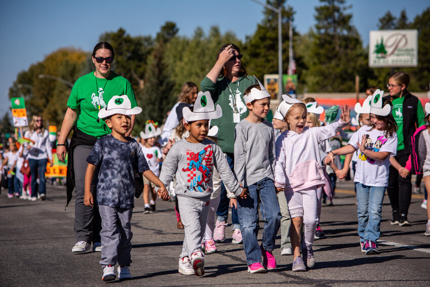 Students of all ages show their support for the Wranglers during the Homecoming Parade. 
