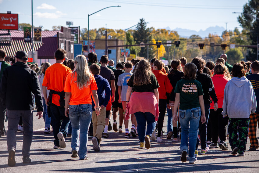 Students of all ages show their support for the Wranglers during the Homecoming Parade. 