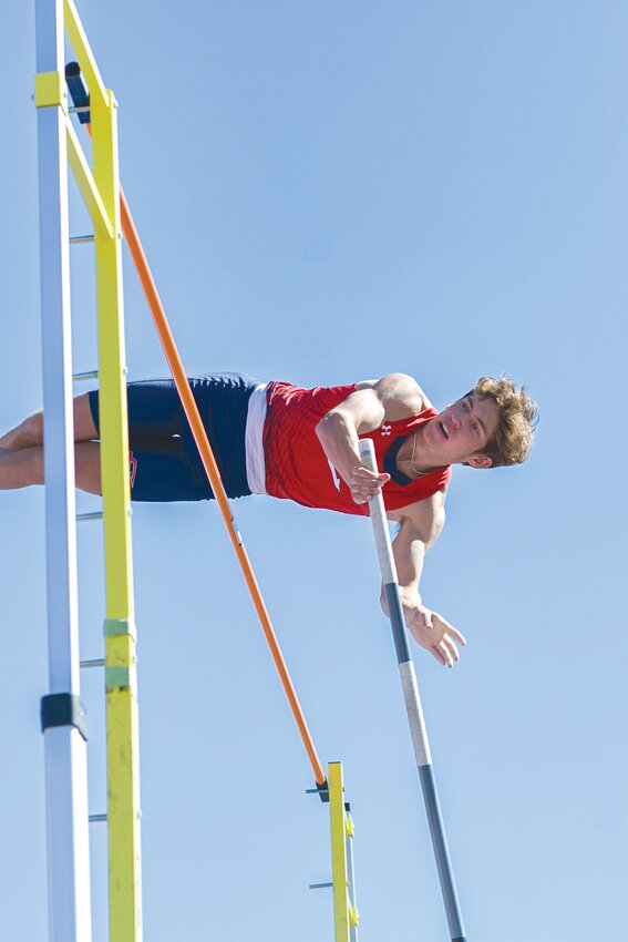 EHS pole vaulter Trayten Wiedrich finished second in the invited pole vault event at Saturday’s Davis Invitational in Kaysville, Utah, clearing 14 feet.