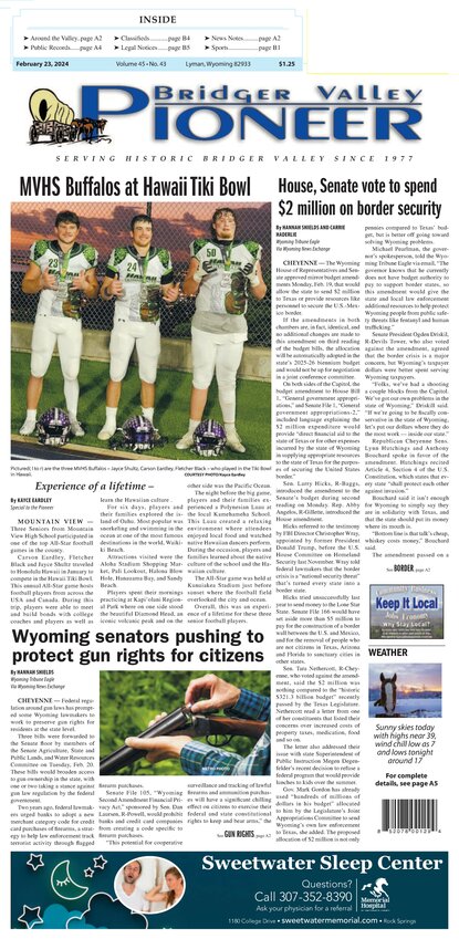 Bridger Valley Pioneer - Friday, February 23, 2024 - Bridger Valley Pioneer