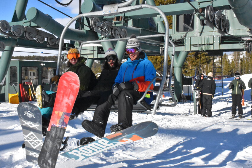 Skiers and snowboarders ride the lift at White Pine Ski Resort in this Pinedale Roundup file photo. One of Wyoming’s oldest ski areas, White Pine Ski and Summer Resort was recently purchased by Joe Ricketts.