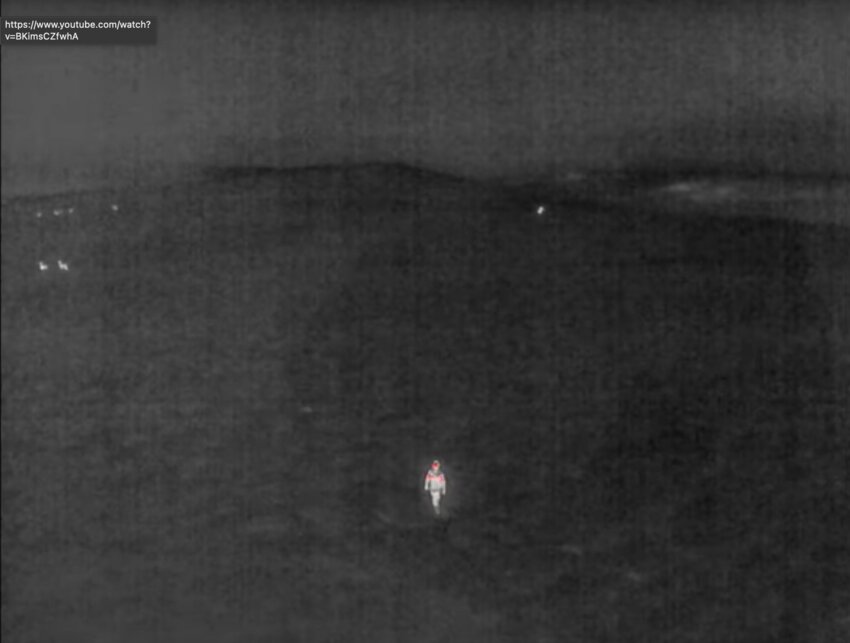 The SCSO drone footage depicts a missing young woman as she ambles through snow-covered sagebrush in the darkness, far from any homes or roads during the night of Feb. 19. Her shoulders and head appear red in the thermal images from her body’s heat signature, a stark and undeniable contrast to the wildlife, namely mule deer, also visible in the darkness.