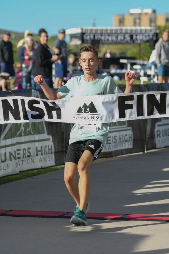 EMS 7th-grader Jared Baxter won the men’s 5K at the Runners High Half-Marathon and 5K on June 8.