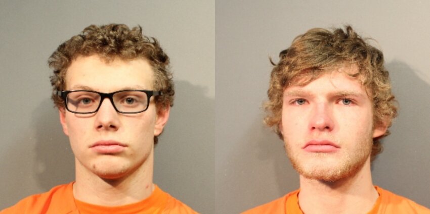 Rowan Littauer, left, and Orion Schlesinger, right, are charged with first-degree murder in the death of their friend, Dakota Farley. They are being held in the Sublette County Detention Center, each on $5 million cash-only bond. In a separate case, Littauer pleaded guilty on February 13 to failing to report damages after he lost control of the vehicle he was driving and slid into a chainlink fence in his Big Piney neighborhood.