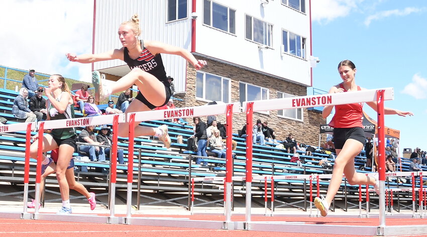 Lady Ranger Laynee Walker won three events at last Tuesday’s Schuler Invite in Evanston, including the 100 hurdles, the 300 hurdles and the pole vault; she also finished third in the 100 meter dash.