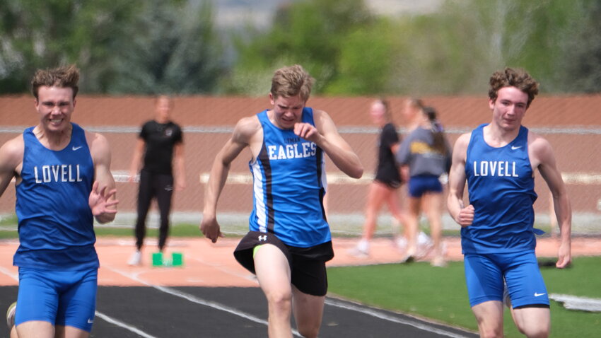 Lyman’s Dallin Bradshaw  —  seen here finishing 17th in the 100 meters at last weekend’s 3A West Regional Championships in Powell  —  earned spots on the podium in both the triple jump and long jump, placing third and sixth, respectively.