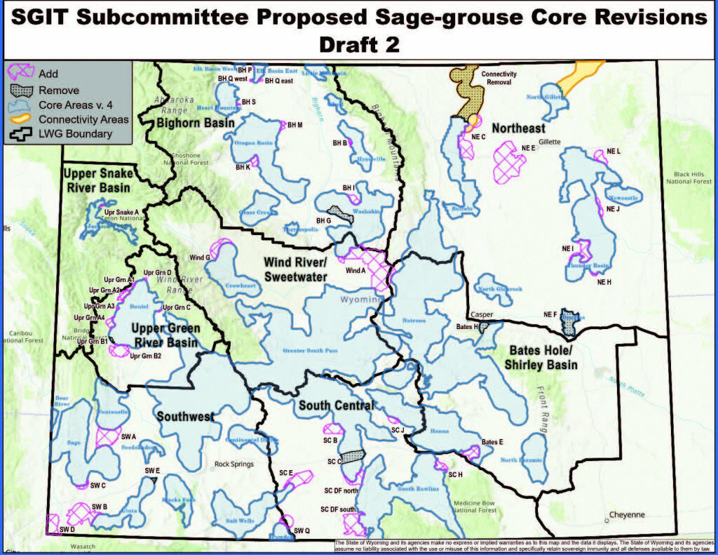 SGIT courtesy map
The latest draft from the Sage Grouse Implementation Team depicts the proposed revisions to the Sage-Grouse core area. Public comment on the changes will be accempted until 5 p.m. on July 28.