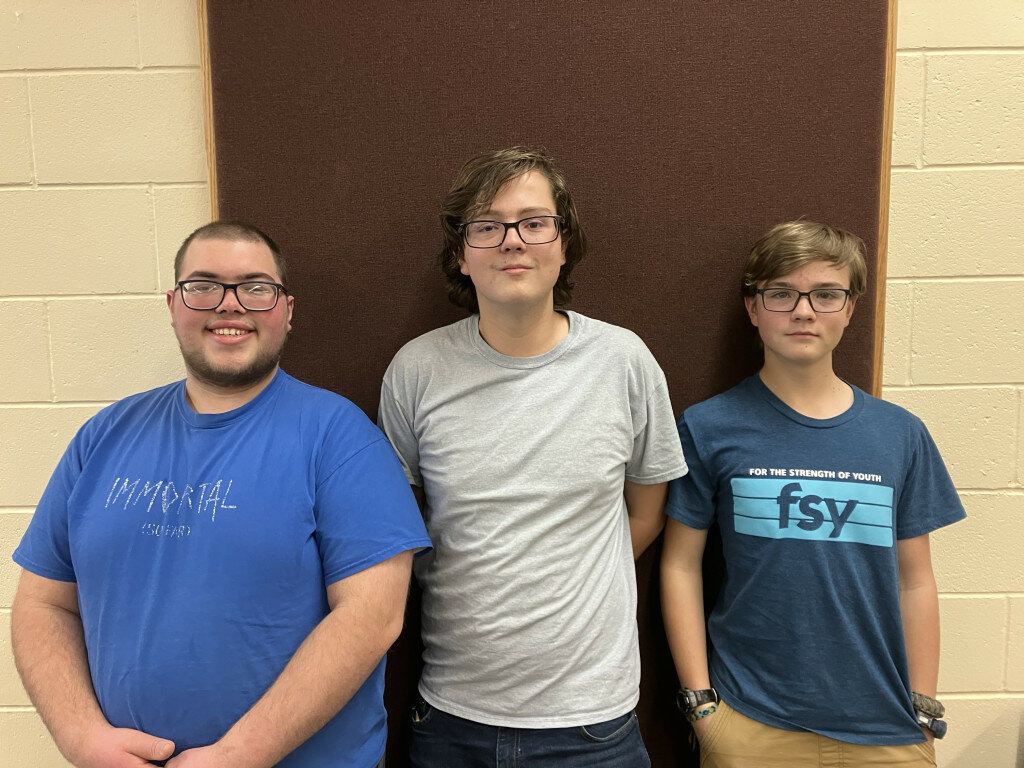 Robert Galbreath photo
Three young singers at Pinedale High School earned spots on the prestigious All-State Honor Choir, sponsored by the Wyoming Music Educators Association. Pictured, from left, are junior Toby Allen, junior Travis Donaldson and freshman Kyle Donaldson.