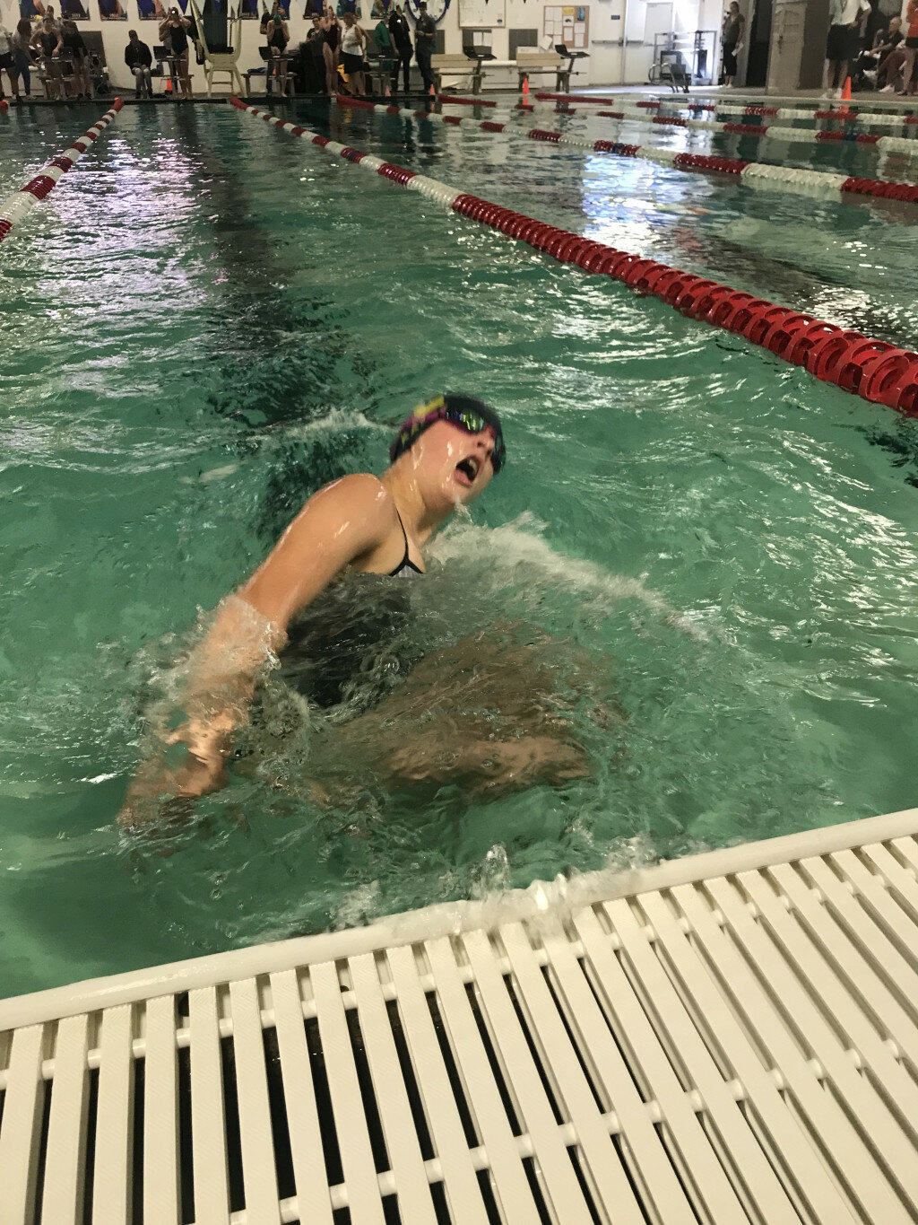 Ambr Seemann photo
Sophomore KaLee Bohnet makes a turn in the 200-freestyle relay at the Adam Denton Memorial in Jackson. She and her teammates finished fifth in the finals on Saturday.