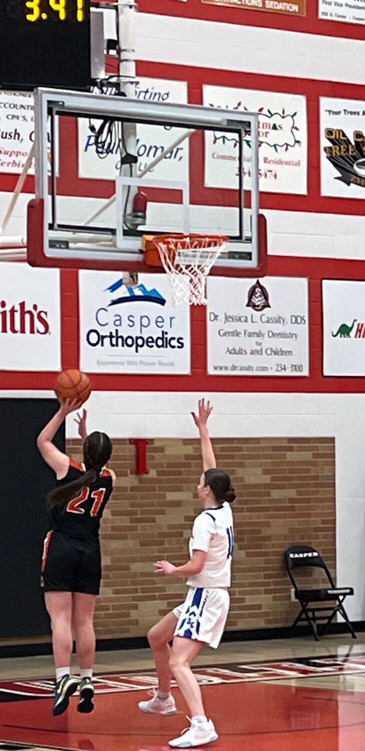 Lady Panther senior Bryli Groll lays one up for the Lady Panthers.