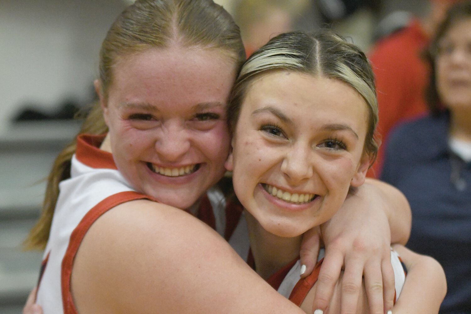 Lady Devils Rhyen Debenham (left) and Jacey Bardsley have been basketball teammates since they were kids, and have overcome adversity all through their years at EHS, including four different head coaches in four years. The bond they share is unbreakable.