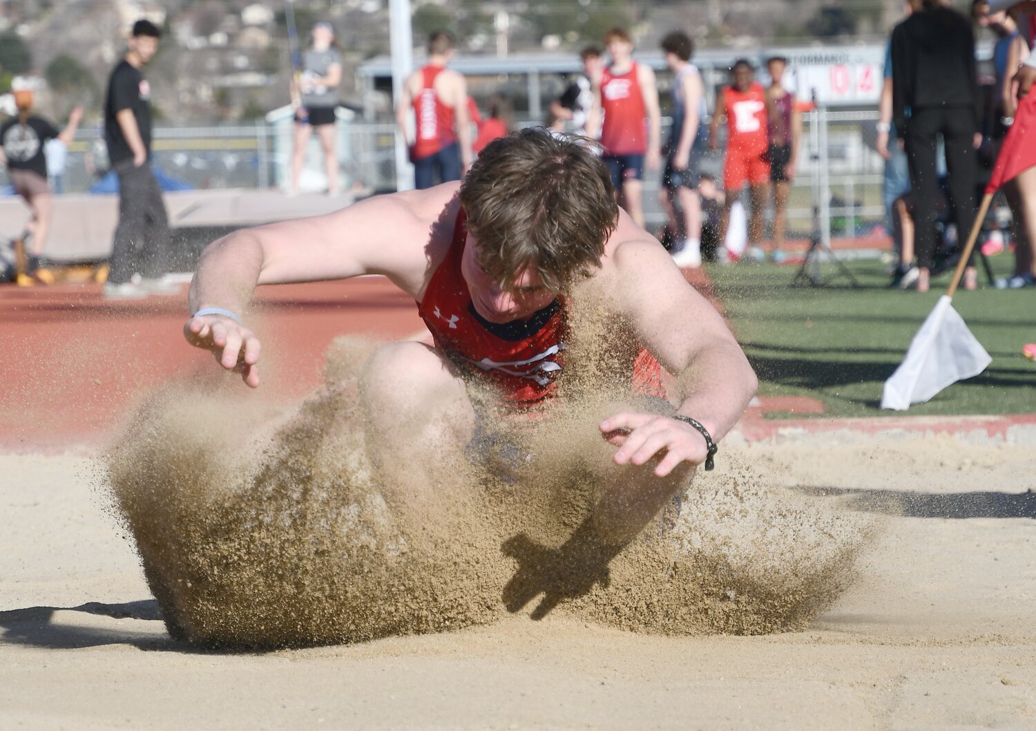 Red Devil athlete Brayden Wallace finished fourth in the long jump Thursday at the Farmington Super Meet in Utah, with a distance of 19 feet, 9 inches. Wallace also placed eighth in the pole vault, clearing a height of 11 feet, 4 inches.