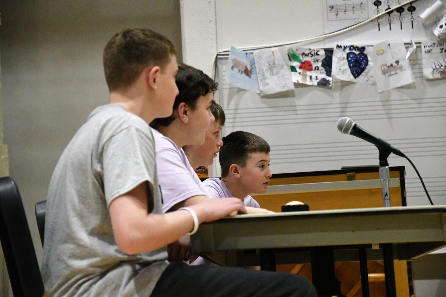 Local eighth-graders Wendell Hunolt, Lee Russell, Hayden Hasler and Zach Hills took first overall in the recent Reading Rumble.