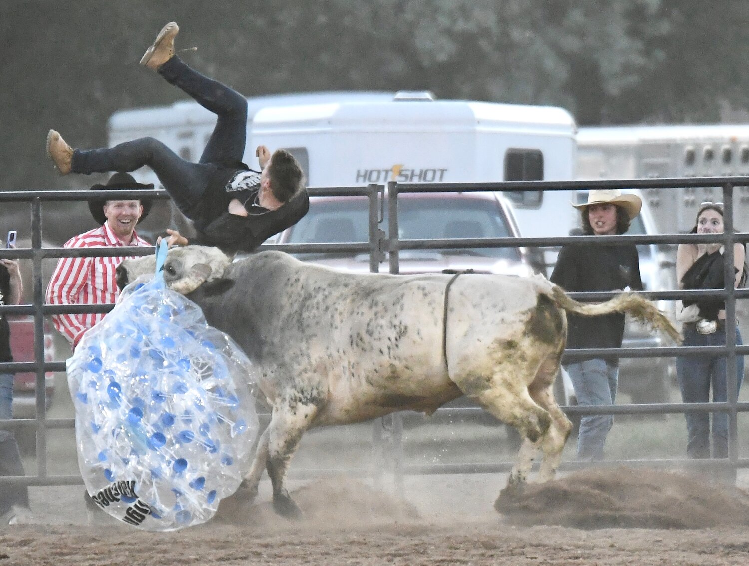 Greg Mitchell — an adrenaline junkie from Lehi, Utah — earned himself a night’s stay at Evanston Regional Hospital Saturday night, after winning the Mexican Fighting Bull Bubble Ball Challenge at the Uinta County Fairgrounds, part of the Evanston Rodeo Series. Mitchell took home the $400 cash prize, but suffered two broken ribs and a punctured lung for his trouble. See story on B1.