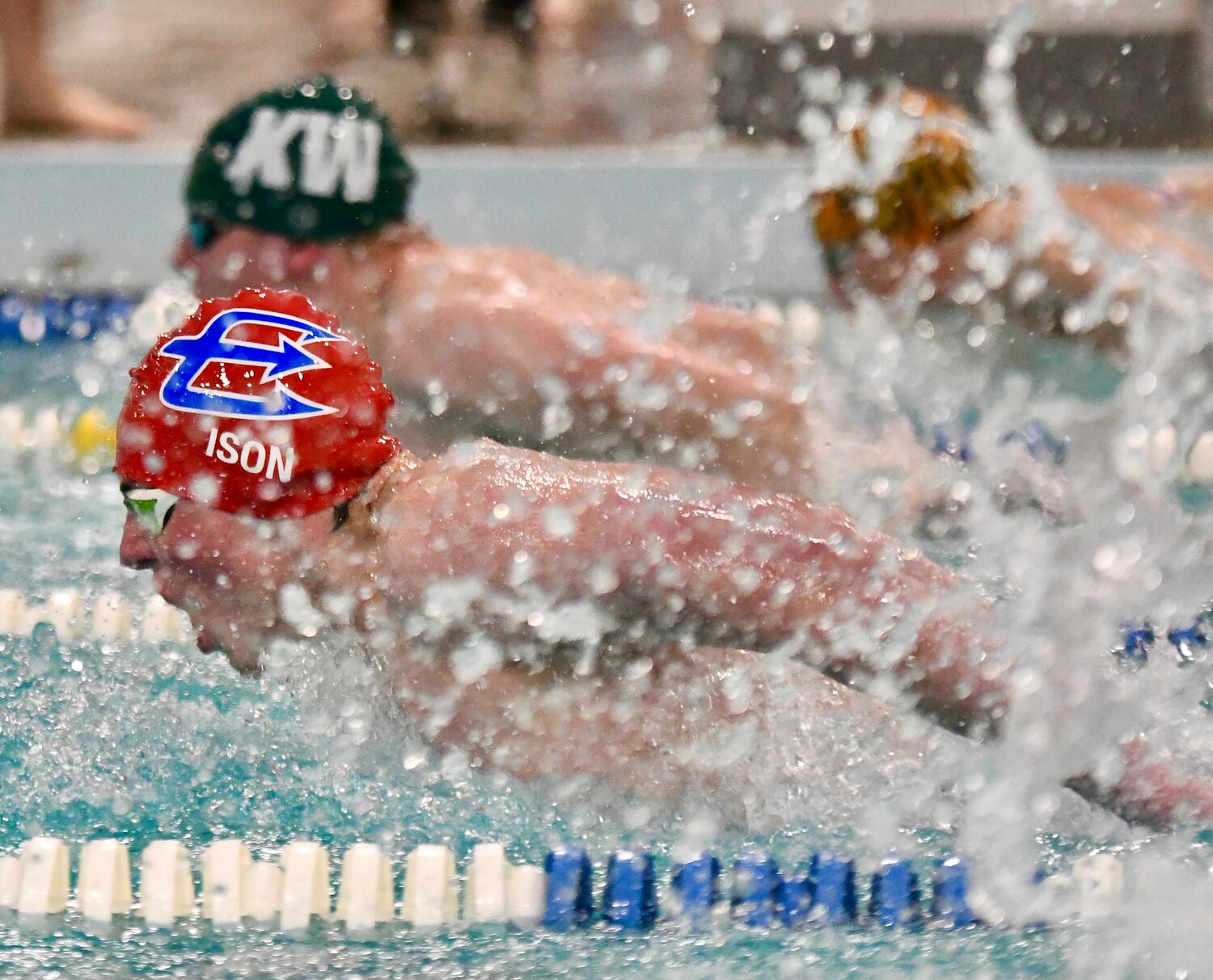 Red Devil swimmer Max Ison swam to a seventh-place finish in the 100 butterfly at Saturday’s 4A West Conference Championship, posting a state-qualifying time of 1:01.82. This is Ison’s first year of competitive swimming.