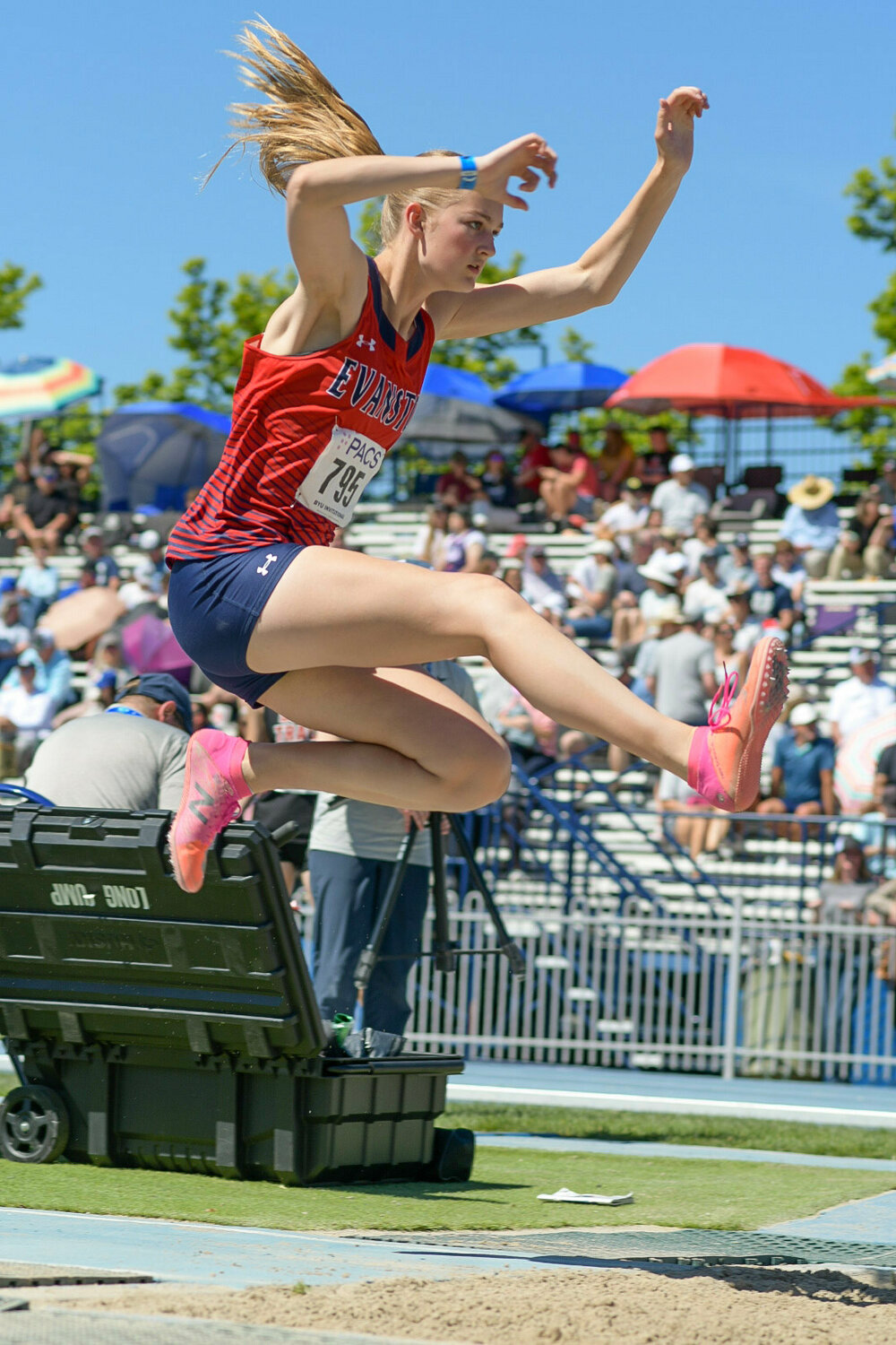 Lady Devil Celeste Swensen was Evanston’s lone entry in the long jump at Saturday’s BYU Invitational, jumping a distance of 13 feet, 2.5 inches.