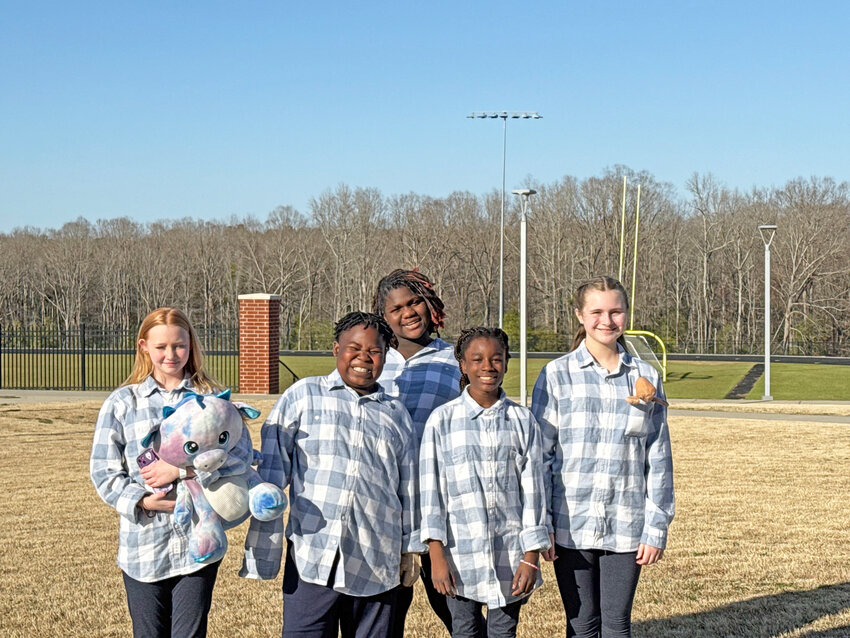 The Bands of Barnwell County winter guard includes (front row, from left) Scarlette Dulyea, Ahmad Washington, Leana Savage, Cassie Land; and (back row) Neveyah Priester. Not pictured: Kenya Tyler.