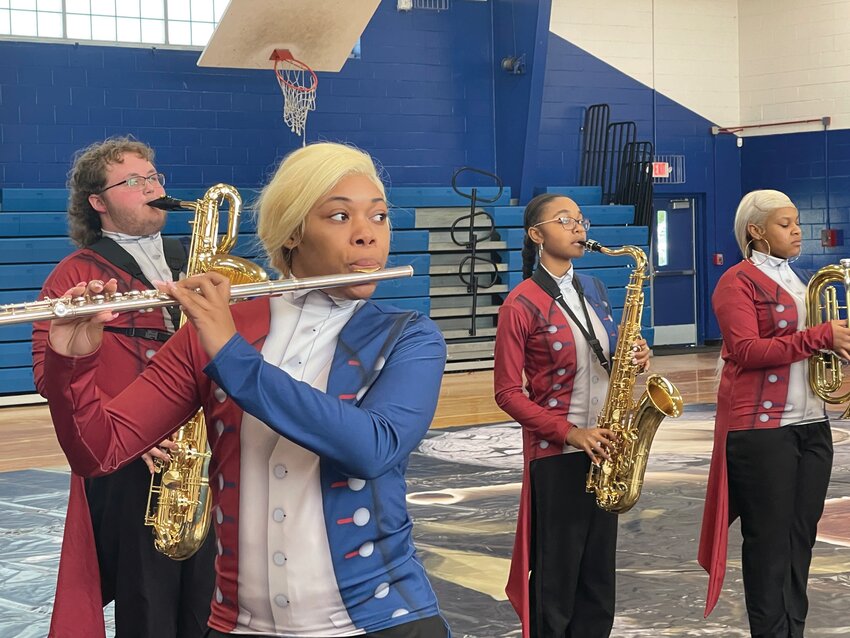 Seth Dorn, Shanese Samuels, Nevaeh Tisdale, and Kamryn Cave from the Bands of Barnwell County
practice in April before the CWEA Percussion & Winds Championship.