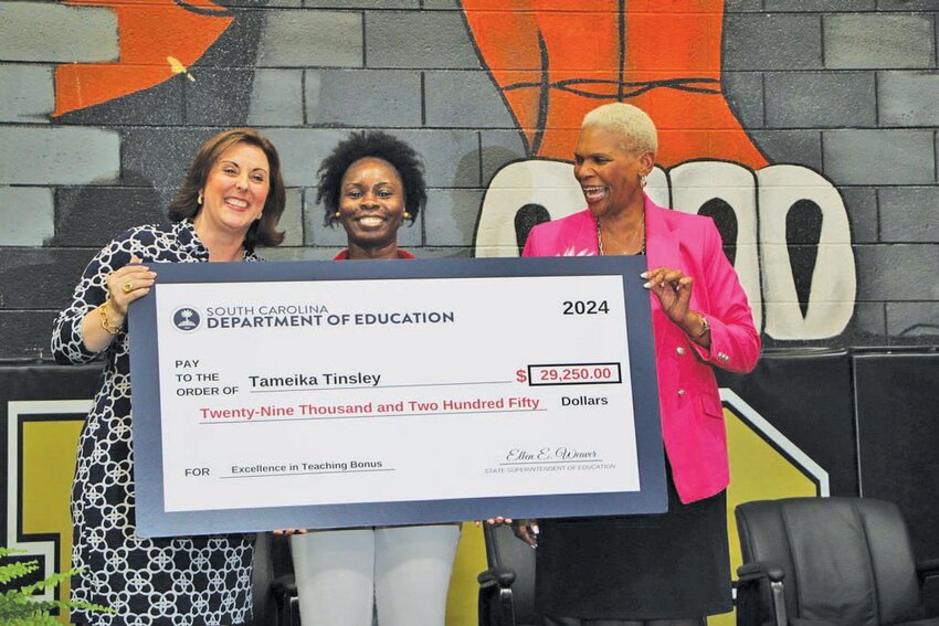 Allendale-Fairfax Elementary School teacher Tameika Tinsley won the largest bonus of $25,250.
