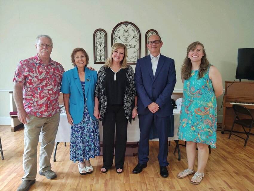 From left to right: Steve and Darlene Brandt, LouAnn Lee, Pastor Ken Frederick, and Betsy Hair.