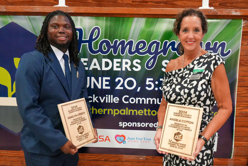 Marlon Creech and Angela Cotton won the Leader in Business awards.