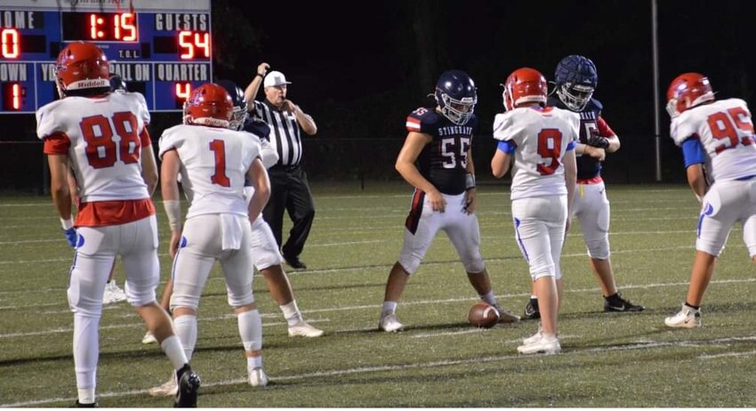 The scoreboard tells the story as the Raiders shut out the Stingrays 54-0.