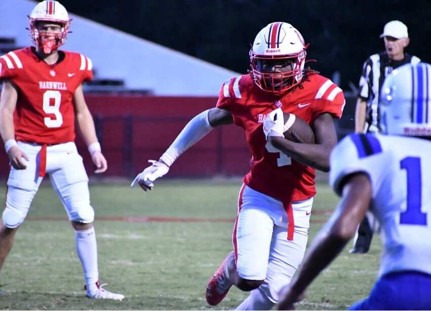 Barnwell's Nehemiah Brown scored 2 rushing touchdowns for the Horses in their 41-0 victory over Williston-Elko.