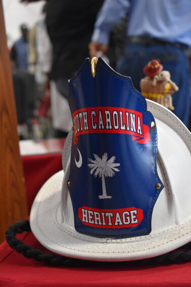 The hat worn by retired chief Tony Dicks as he shared the history of the city's fire service. 