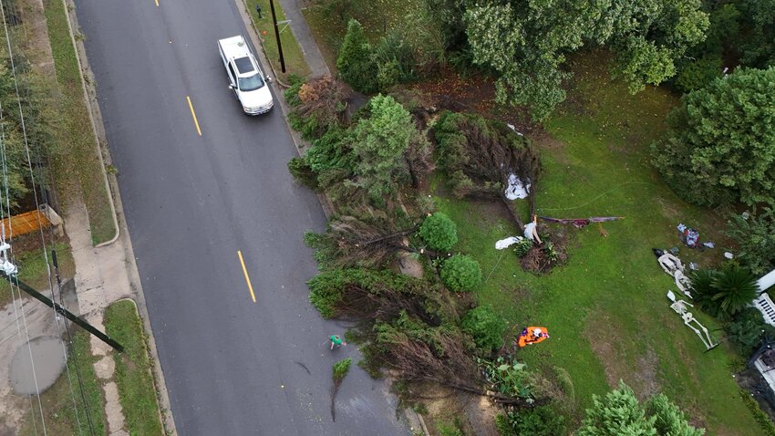 The Grumbling family home on Marlboro Avenue in Barnwell, known as the Halloween House, had several trees fall from the wind of Helene. They still plan to have their Halloween display ready for trick-or-treating.