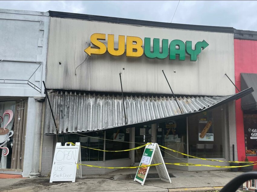 The front awning of Subway in Barnwell partially collapsed from the storm. However, they remained open.