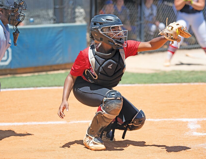 Bre’Anna Buckmon showed her defensive skills behind the plate at the North-South tournament.