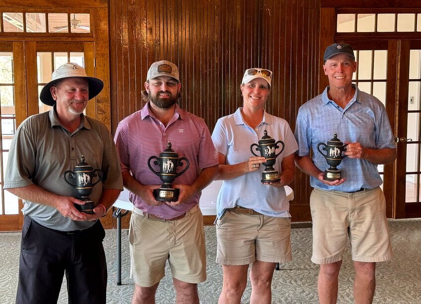 Some of the winners from Sweetwater Country Club’s Club Championship include (from left to right) Chuck Bell (Senior Champion), Kyle Bearden (Men's Club Champion), Laura Poe (Women's Club Champion), and Rhett Richardson (Super Senior Champion).