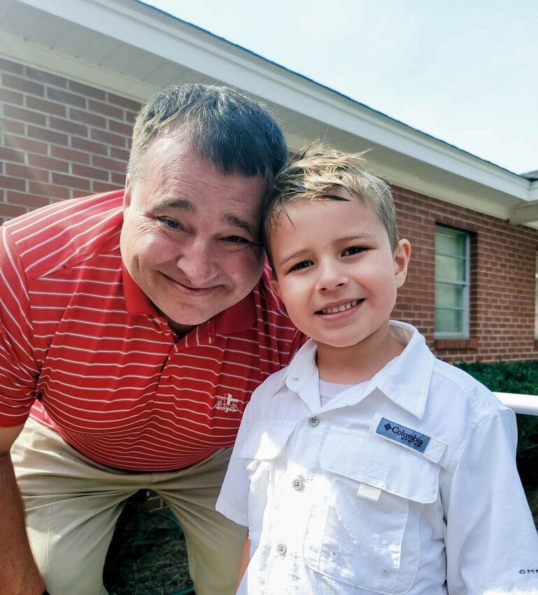 New Blackville-Hilda Hawks football head coach Geremy Sitz is pictured with his son, CG Saitz Jr.