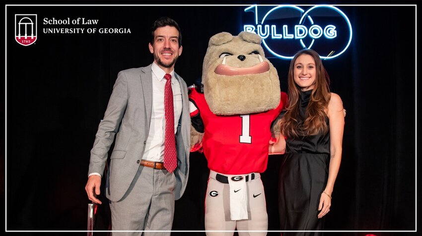 Wil and Carson Alexander with Hairy Dawg at the Bulldog 100 Celebration.