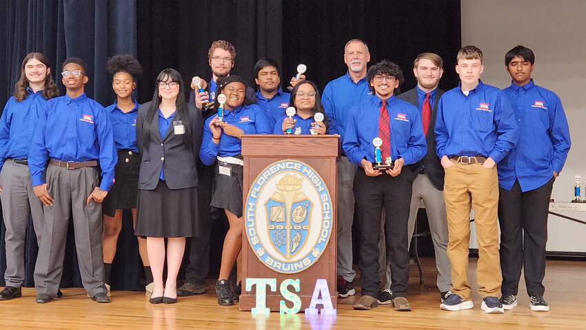 Front Row: Sencere Worthy, Macey Kennedy, Aaliyah Staley, Vaishali Allibada, Jay Vyas, Hunter Pigman
Back Row: Johnathan Laplant, Timoni Howell, Joel Horn, Vitesh Allibada, Advisor Steve Andrews, Kinsey Lewis, Ryan Von