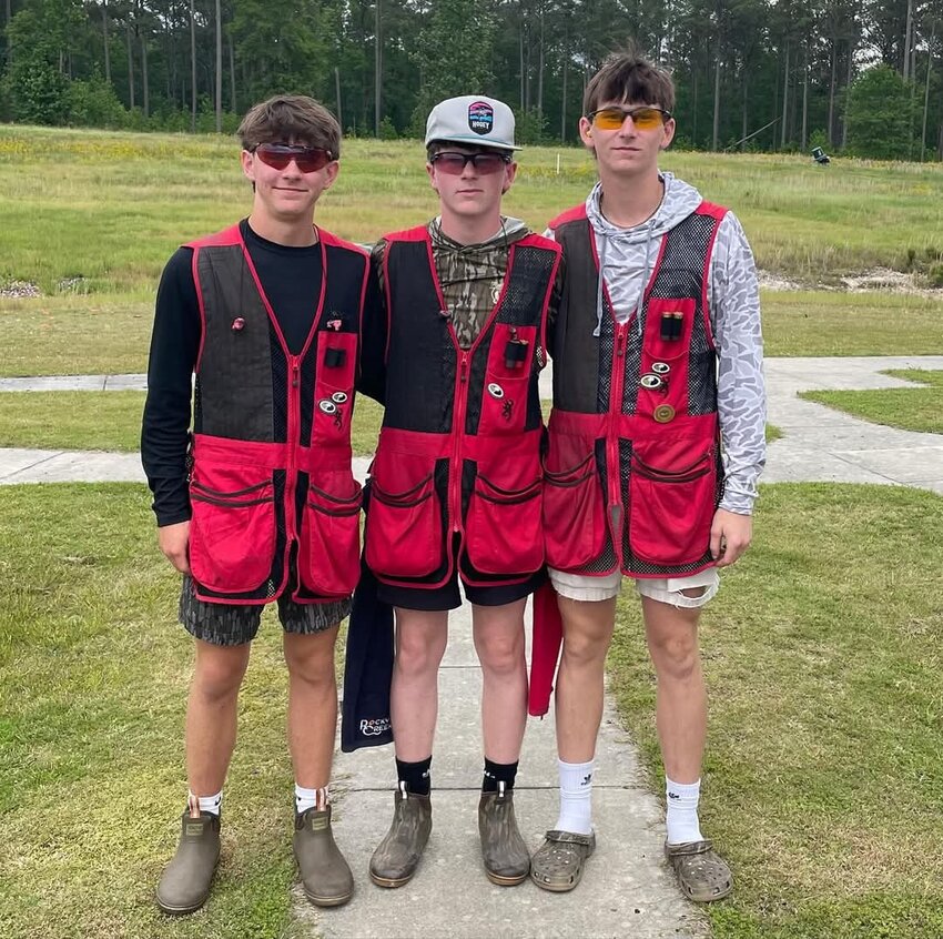 The trio of Jax Mead, Joe Huggins and John Huggins brought home the 1st place trophy from the SCDNR Trap Championships for the JV Division.