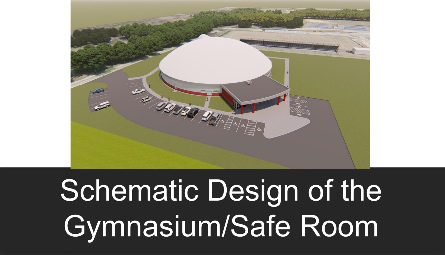 This is a rendering of the potential FEMA Gym/Safe house approved to be located on the Barnwell High School campus. This project was started years prior by Barnwell School District 45.