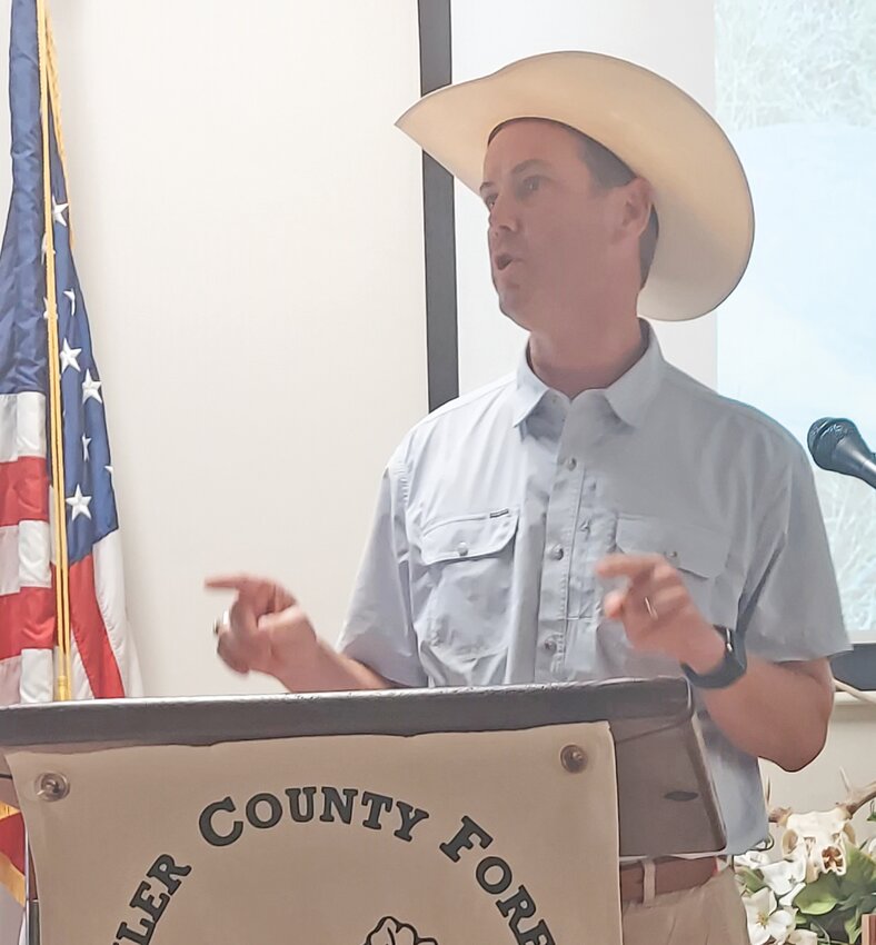 Rep. Trent Ashby speaks to the Tyler County Forest Landowner Association. PHOTO BY BETTY ZIMMERMAN