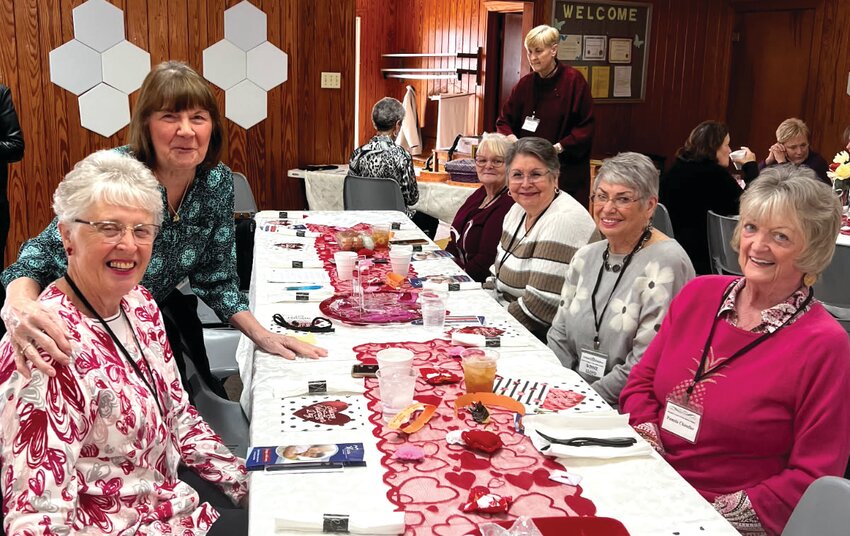 Women’s League lunch celebrated Valentine’s Day with the table decorations.