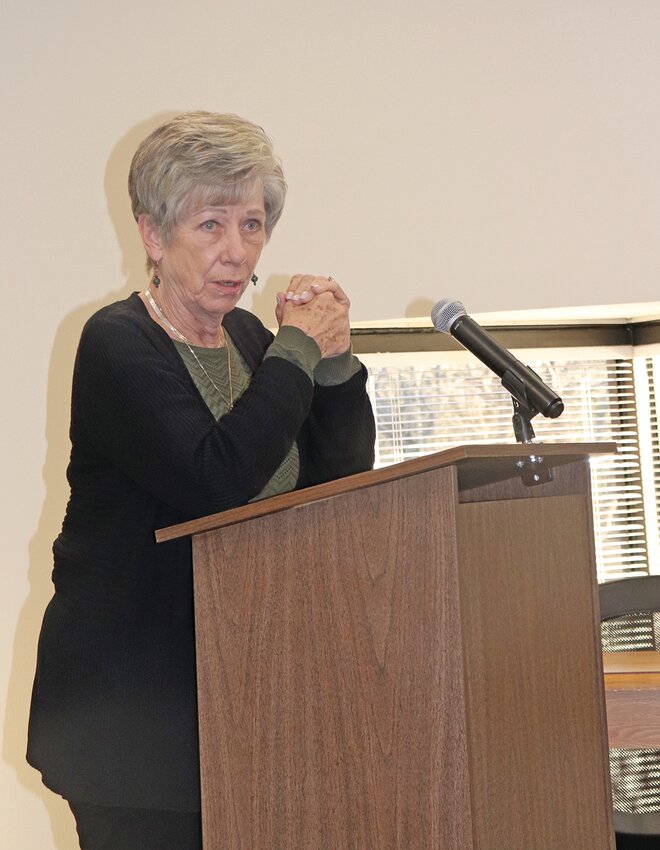 Tyler County Chamber of Commerce president Cathy Bennett spoke before the Woodville City Council on Monday evening.