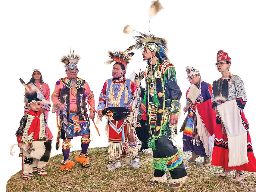 Members of the Alabama-Coushatta Tribe of Texas prepare to begin the &quot;Friendship Dance&quot; during festivities celebrating Alabama-Coushatta Day at the State Capitol. Photo by Emily Banks Wooten.