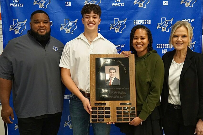 Elizabeth Coyle and Jacob Davis received the Shepherd ISD Athletics Gary Corn Senior Athlete Award.