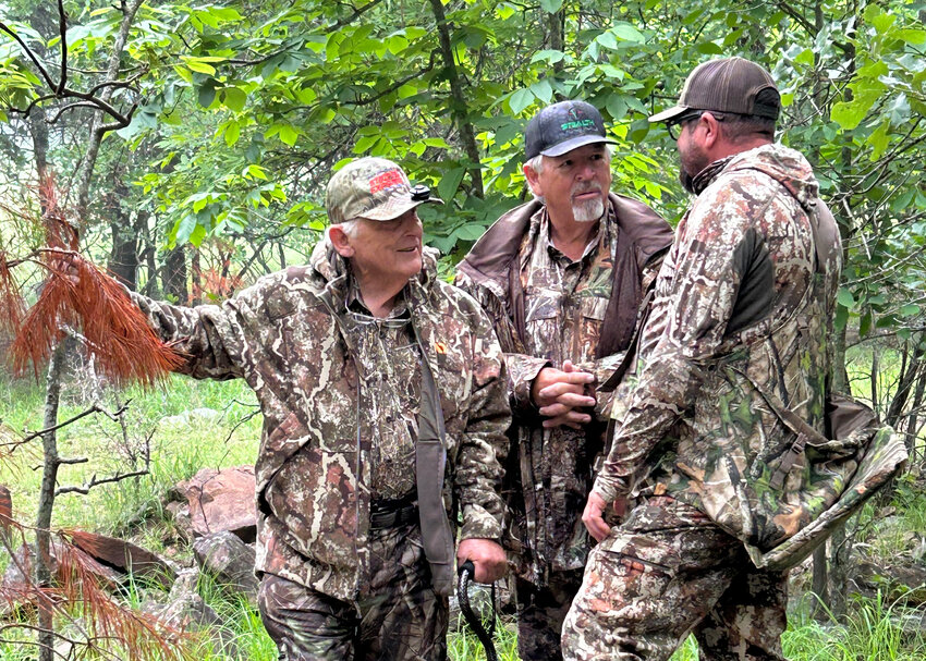 Edgar Cotton, his son David and Choctaw Lodge Manager Dusty Vickrey (far right) getting ready for a turkey hunt. Photo by Larry Weishuhn